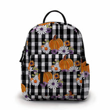 Load image into Gallery viewer, Mini Backpack - Halloween - Plaid Pumpkin Floral - PREORDER