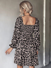 Load image into Gallery viewer, Leopard Smocked Flounce Sleeve Mini Dress