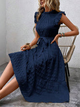 Load image into Gallery viewer, Tied Ruffled Cap Sleeve Midi Dress