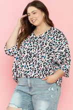 Load image into Gallery viewer, Plus Size Leopard V-Neck Three-Quarter Sleeve Blouse