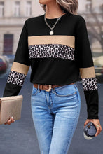 Load image into Gallery viewer, Leopard Round Neck Long Sleeve Blouse