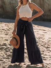 Load image into Gallery viewer, Tied Ruched Wide Leg Pants