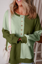 Load image into Gallery viewer, Color Block Half Button Long Sleeve Sweatshirt
