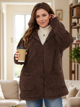 Load image into Gallery viewer, Plus Size Zip Up Long Sleeve Hooded Outerwear