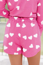 Load image into Gallery viewer, Heart Round Neck Long Sleeve Top and Elastic Waist Shorts Set