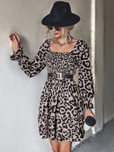 Load image into Gallery viewer, Leopard Smocked Flounce Sleeve Mini Dress