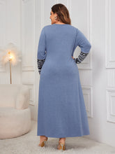 Load image into Gallery viewer, Plus Size Printed Round Neck Long Sleeve Dress
