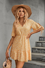 Load image into Gallery viewer, Ditsy Floral V-Neck Half Sleeve Mini Dress