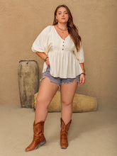 Load image into Gallery viewer, Plus Size Peplum V-Neck Half Sleeve Blouse