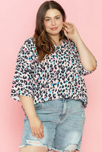 Load image into Gallery viewer, Plus Size Leopard V-Neck Three-Quarter Sleeve Blouse