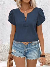Load image into Gallery viewer, Notched Short Sleeve Blouse