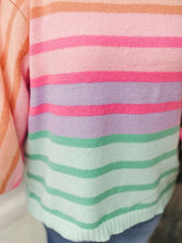 Load image into Gallery viewer, Plus Size Striped Round Neck Long Sleeve Sweater