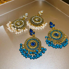 Load image into Gallery viewer, Rhinestone Alloy Bead Dangle Earrings