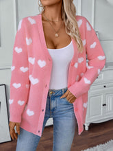 Load image into Gallery viewer, Heart V-Neck Button Up Long Sleeve Cardigan