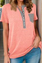 Load image into Gallery viewer, Full Size Half Button Short Sleeve T-Shirt