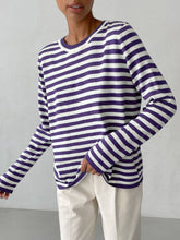 Load image into Gallery viewer, Striped Round Neck Long Sleeve Sweater