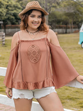 Load image into Gallery viewer, Plus Size Frill Square Neck Long Sleeve Blouse
