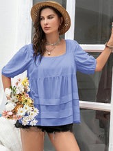 Load image into Gallery viewer, Plus Size Square Neck Half Sleeve Blouse