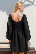 Load image into Gallery viewer, Double Take Texture Smocked Balloon Sleeve Mini Dress