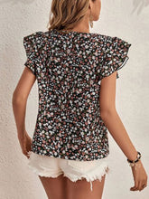 Load image into Gallery viewer, Ditsy Floral Round Neck Cap Sleeve Top