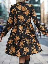 Load image into Gallery viewer, Frill Printed Long Sleeve Mini Dress
