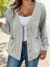 Load image into Gallery viewer, Full Size Button Up V-Neck Long Sleeve Cardigan