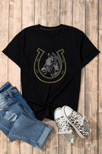 Load image into Gallery viewer, Rhinestone Round Neck Short Sleeve T-Shirt