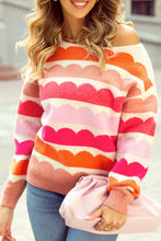 Load image into Gallery viewer, Contrast Boat Neck Long Sleeve Sweater