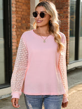 Load image into Gallery viewer, Full Size Round Neck Lace Long Sleeve T-Shirt Plus Size