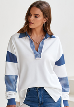 Load image into Gallery viewer, Color Block Johnny Collar Long Sleeve Sweatshirt