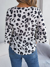 Load image into Gallery viewer, Tied Button Up Leopard V-Neck Blouse