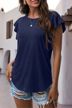 Load image into Gallery viewer, Ruffled Round Neck Cap Sleeve Blouse