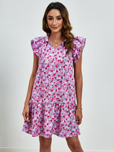 Load image into Gallery viewer, Tied Floral Cap Sleeve Mini Dress