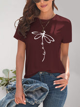 Load image into Gallery viewer, Dragonfly Graphic Round Neck Short Sleeve T-Shirt
