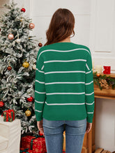 Load image into Gallery viewer, Sequin Santa Striped Round Neck Long Sleeve Sweater