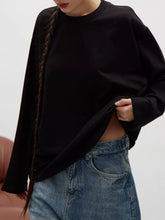 Load image into Gallery viewer, Round Neck Dropped Shoulder Long Sleeve T-Shirt