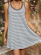 Load image into Gallery viewer, Striped Scoop Neck Double Strap Cami Dress