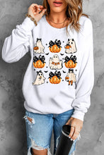 Load image into Gallery viewer, Pumpkin & Ghost Round Neck Long Sleeve Sweatshirt