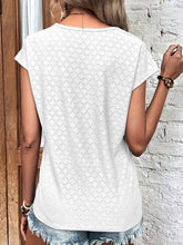 Load image into Gallery viewer, Eyelet V-Neck Cap Sleeve Blouse