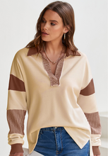 Load image into Gallery viewer, Color Block Johnny Collar Long Sleeve Sweatshirt
