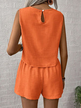 Load image into Gallery viewer, Round Neck Sleeveless Top and Shorts Set