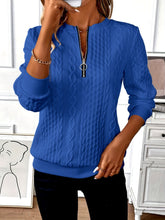 Load image into Gallery viewer, Texture Half Zip Long Sleeve Sweatshirt