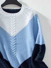 Load image into Gallery viewer, Color Block Round Neck Long Sleeve Sweater