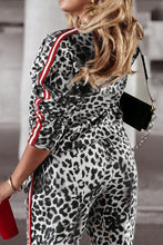 Load image into Gallery viewer, Plus Size Leopard Round Neck Top and Pants Set