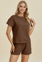 Load image into Gallery viewer, Double Take Full Size Texture Short Sleeve Top and Shorts Set