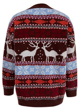 Load image into Gallery viewer, Geometric Round Neck Dropped Shoulder Sweater