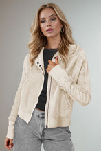 Load image into Gallery viewer, Double Take Waffle-Knit Zip Up Long Sleeve Hooded Jacket