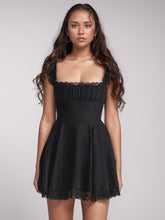 Load image into Gallery viewer, Lace Detail Square Neck Cap Sleeve Mini Dress
