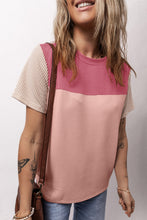 Load image into Gallery viewer, Color Block Round Neck Short Sleeve T-Shirt