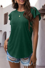 Load image into Gallery viewer, Ruffled Round Neck Cap Sleeve Blouse